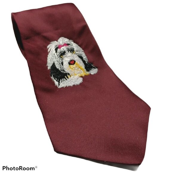 Wolfmark Neckwear Embroidered Shih Tzu Dog Tie - Picture 1 of 7